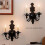 American Retro Double  Candle Holder Wall-Mounted Black Candlestick 3