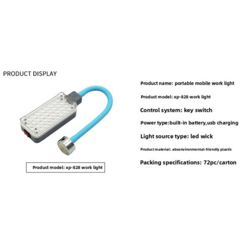 Portable Handheld Work Light with Bottom Magnet Flexible Hose Rechargeable Flashlight for Maintenance Outdoor Camping 2