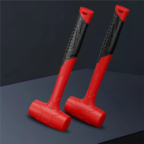 Double-Sided Rubber Hammer for Woodworking, Insulated Handle, Non-Slip Grip 1 Lbs 2