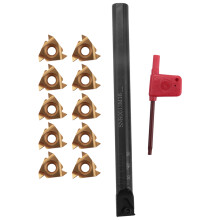 1/2 Inch Lathe Threading Boring Bar with 10Pcs 16IR AG60 Internal Threading Carbide Turning Inserts and T15 Wrench