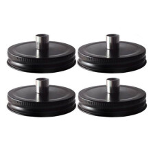 4pcs Mason Jar Tabletop Torch Kit with Fiberglass Wicks, Stainless Steel Lids, and Outfire Caps