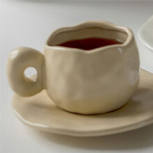 330ml Coffee Cup with Sauce, Breakfast Milk Oat Cup, Officicial Water Cup, Modern Design Ceramic Cup,Khaki