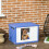 Cuccia per cani da esterno in plastica con aperture di ventilazione blu e bianche 4