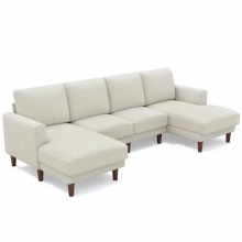 Corduroy U Shaped Sectional Sofa with Double Chaise