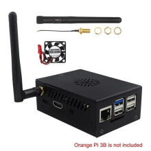 Metalen Behuizing met Koelventilator en Antenne voor Orange Pi 3B. Duurzame Beschermende Behuizing.