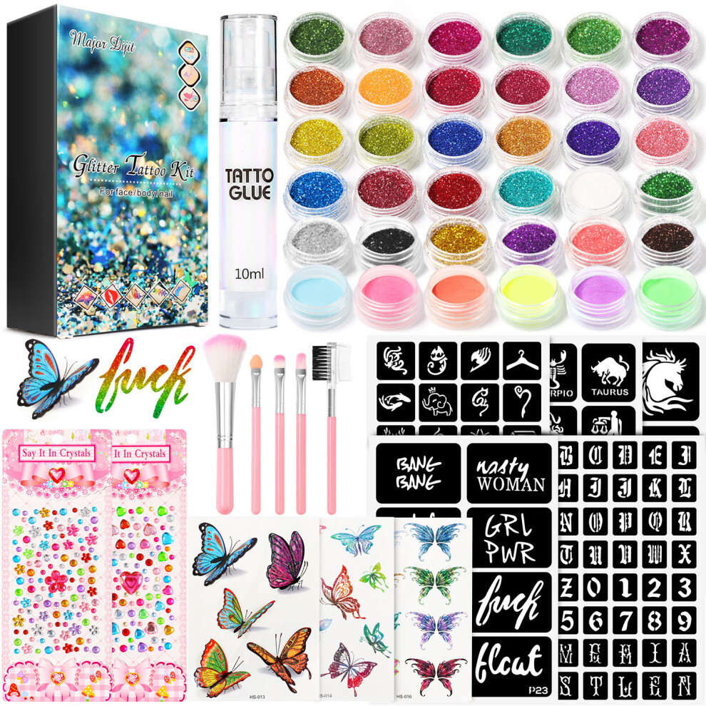 (03) Diamond Painting Set 200 Tattoo Templates Inkjet Tattoo Glitter Powder Luminous Body Painting Stage