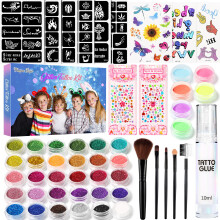(06) Diamond Painting Set 200 Tattoo Templates Inkjet Tattoo Glitter Powder Luminous Body Painting Stage
