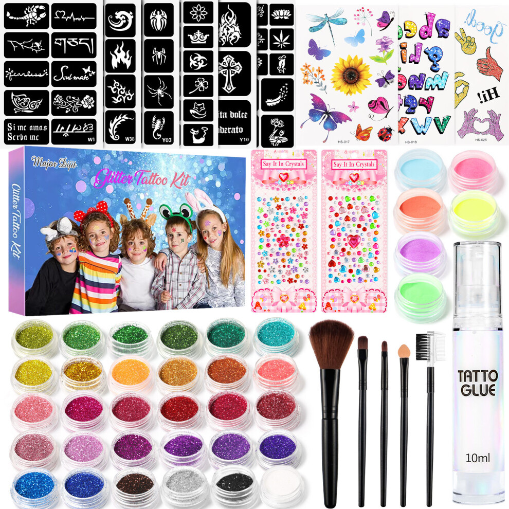 (06) Diamond Painting Set 200 Tattoo Templates Inkjet Tattoo Glitter Powder Luminous Body Painting Stage