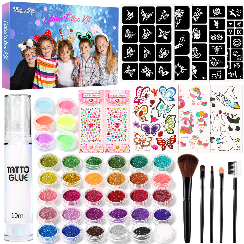 (07) Diamond Painting Set 200 Tattoo Templates Inkjet Tattoo Glitter Powder Luminous Body Painting Stage