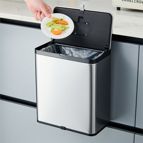 Stainless Steel Induction Hanging Garbage Bin for Kitchen, Odorless and Design 2