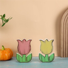 Spring Tulip Wooden Table Signs - Rustic Floral Decor for Home, Colorful Tabletop Centerpieces