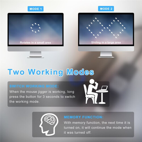 2 In 1 Mouse Wiggler Shaker USB Type-C Mouse Jiggler con Interruttore /Off Drive Free Automatic Mouse Shaker 2