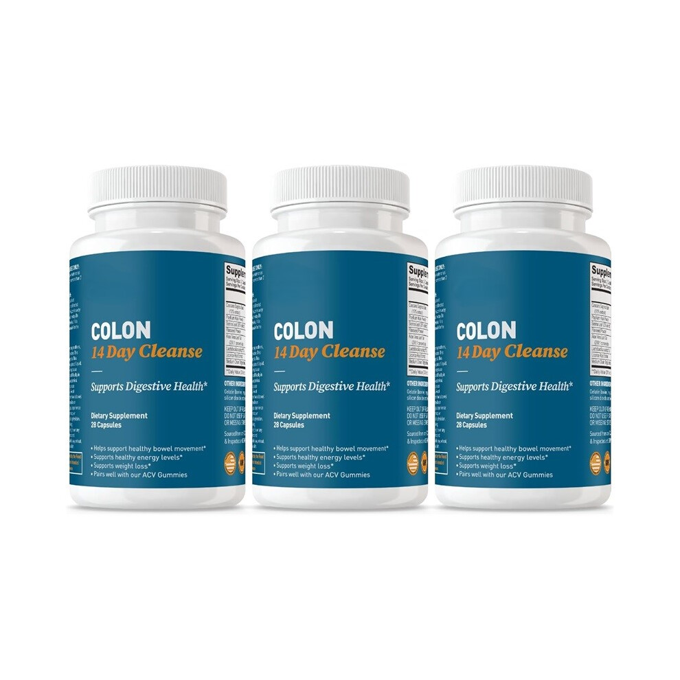 (3pcs) Colon Cleanse Capsules- Constipation Relief & Gut Health Support for Women & Menï¼28 Capsules (1-2 Daily)