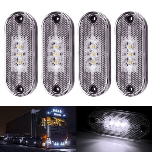 4pcs LED Side  Light 12V 24V Signal Indicator White Light for Truck Trailer Caravan 1