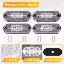 4pcs LED Side Light 12V 24V Signal Indicator White Light for Truck Trailer Caravan