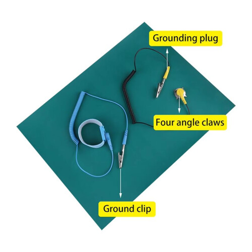 Anti-Static Wrist Strap Anti-Static Grounding Pad Electrostatic Discharge Anti-Static Strap Grounding Pad Kit Suitable 2