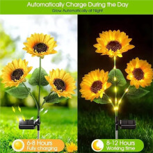 Solar Powered Sunflower Light & Glowing Branches Sunflower Stakes Outdoor Waterproof LED Ground Insert Lawn Lamp
