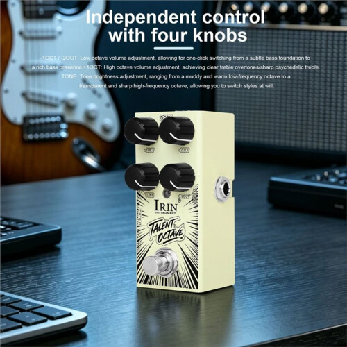 IRIN TALENTOCTAVE Elgitarr Enkel Effektpedal 2 Låg 1 Hög Oktav Gitarr Effektpedal Gitarrtillbehör Gul 2