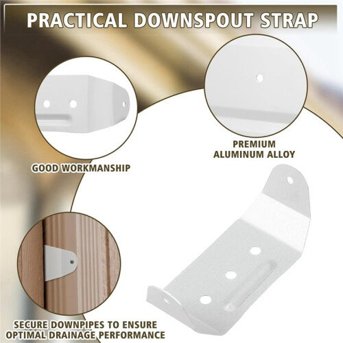 4 Pcs Gutter Downspout Straps Downspout Pipe Clip Hidden Bracket, Aluminum Rain Gutter Straps for Secure Wall Mounting 2