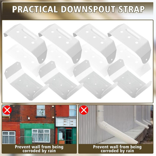 4 Pcs Gutter Downspout Straps Downspout Pipe Clip Hidden Bracket, Aluminum Rain Gutter Straps for Secure Wall Mounting 2