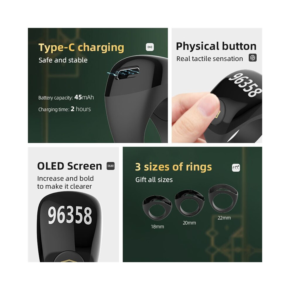 Ring Shape Manual Counting Night Digital Display Counter Wearable Finger Tally Counter Light/White 4711371607793