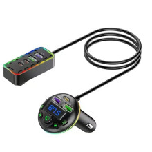 Carregador Rápido de Carro de 18 W com 6 Portas de Expansão, Carregamento Simultâneo Frontal e Traseiro, USB Tipo C, Adaptador de Viagem Familiar