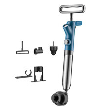 High Pressure Toilet Plunger Drain Auger with Real- Gauge Heavy-Duty Air Unclogger for Toilets, Sinks & Drains