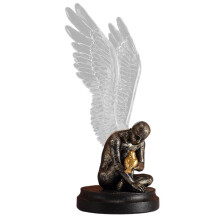 Statua di Ali D'Angelo In Argento Dorato - Scultura Astratta Moderna In Resina per La Decorazione Della Casa, Trasparente.