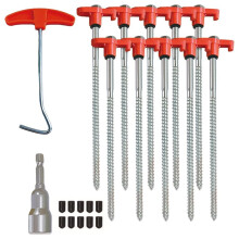 1 Set of Heavy-Duty Screw Tent Pegs, Drilled Rust-Proof Ground Anchors Tent Accessories for Camping Gardening Hiking