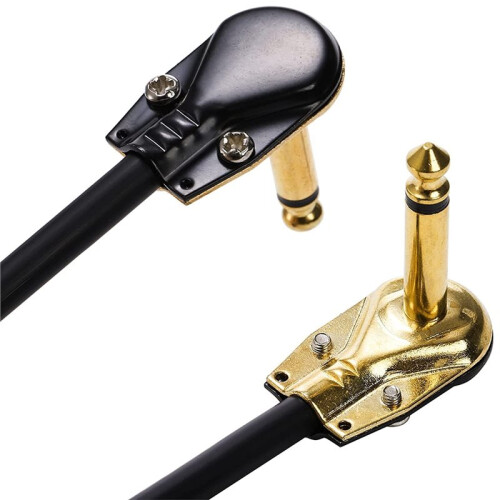 Pacote com 4 Cabos Patch de Guitarra de 12 Polegadas, Conector Tipo Panqueca Dourado em Ângulo Reto para Pedalboard de Efeitos