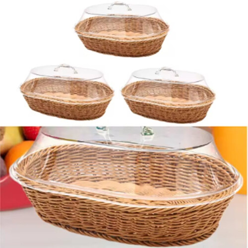 Woven Bread Basket with Imitation Rattan Design for Kitchen, Dining & Parties 2