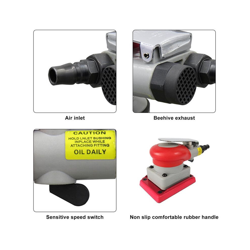 Pneumatic Sander For 75X100mm Sandpaper Square Sanding Machine, Air Orbital Sander For Wood, Metal, Furniture,Car Body 6032652149534