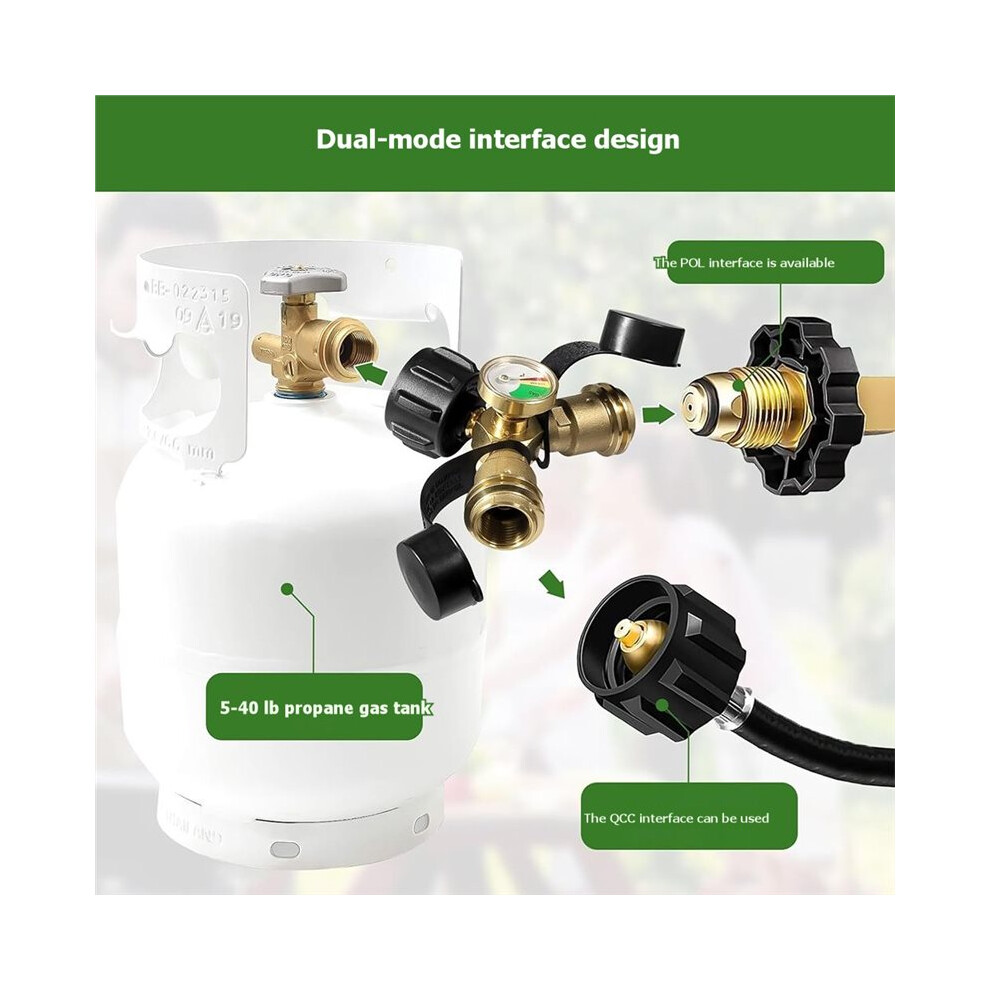 Propane Splitter 2 Way With Gauge, Adapter For Camping Stoves, Heaters, Bbq Grills 6033321355362