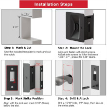 Cerradura para Puerta Corredera de Bolsillo Negra Mate, Paquete de 2 Herrajes para Puerta Corredera de Privacidad, 2-3/4''X2-1/2'', para Puertas de