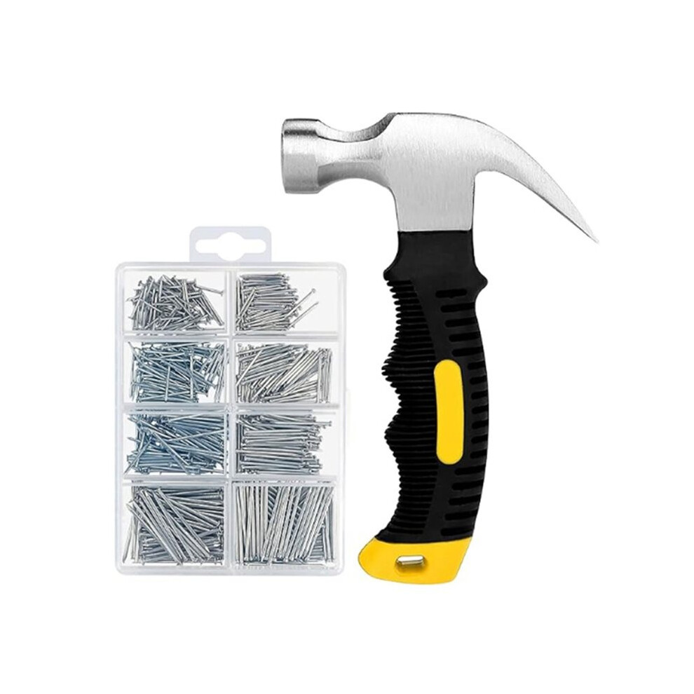 700Pcs Nails Assortment Kit & 8Oz Hammer, Small Hammer For Hanging Wall Art Decor, Picture Frame 4711689769770