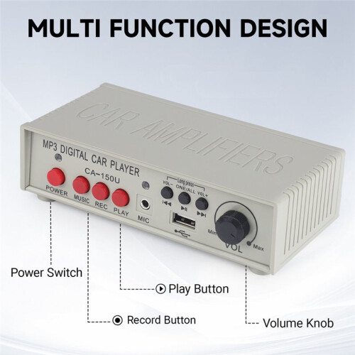 12V 130dB Car Warning Alarm Speaker  Siren Horn with Amplifiers, MIC System and Card Reader MP3 Player 2