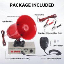 12V 130dB Auto-Warnalarm-Lautsprecher mit Polizeisirene, Verstärker, Mikrofonsystem, Kartenleser und MP3-Player