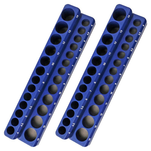 2 Pcs  Magnetic Sockets Storage Rack 1/4 Inch Plastic Socket Display Holder Kit Professional Metric Tools Organizer