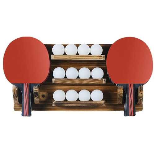 Wall-Mounted  Pong Paddle Rack in Coconut Brown with Installation Kit for Game Room