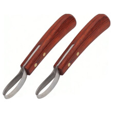2Pcs Hoof Knife Farrier Loop Oval Knife Horse Hoof Knife Rubber Wood Handle Multipurpose Cattle Horse Hoof Cutter