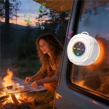 Portable Speaker Suction Cup Waterproof LED Light Speaker Wireless Shower Speaker for Outdoor Camping Beach Pool White