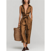 Damen-Jumpsuit mit Weitem Bein, Ärmelloser Jumpsuit, Freizeitoutfit L