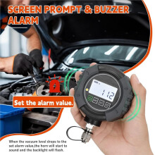Professionelles Digitales Vakuummeter, HVAC-Druckprüfgerät mit Alarm, HVAC-Mikronmeter 0-75.000 Mikron, 7/16-20 UNF, 1/4 Zoll SAE