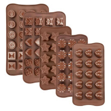 Lot de 5 Moules en Silicone pour Chocolat, Bonbons, Friandises et Truffes, 9 Formes, 93 Cavités, Moule pour Bougies, Savon et Fondants Parfumés
