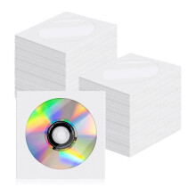 200 Weiße Papier-CD-Hüllen, DVD-Hüllen-Umschläge, CD-Hüllen-Umschlaghalter mit Sichtfenster und Klappe