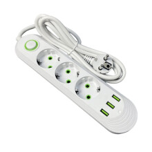 2500W AC Outlet Multiprise Power Strip Extension Cord European Standard Socket with USB Charging EU Plug A