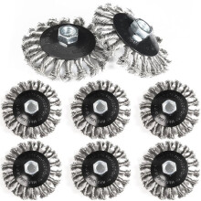 1set/8pcs Steel Wire Wheels, Suitable for 4-1/2 Inch Angle Grinders, Twisted Steel Wire Wheel Brush 5/8 Inch Spindle
