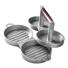 Ronde Hamburgerpers van Aluminiumlegering voor Twee Hamburgers Tegelijk, Geschikt voor Het Grillen van Hamburgers en Rundvlees. Keukengereedschap