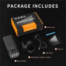 12LED Bicycle Light 5200mAh USB Charging/Power Cycling Lights Front Lamp Bike Aluminum Alloy Headlight