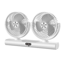 FS-39 Wiederaufladbarer Doppelkopfventilator, Vielseitiger Tragbarer Ventilator für Zuhause, Studentenwohnheim und Außenbereich, Weiß